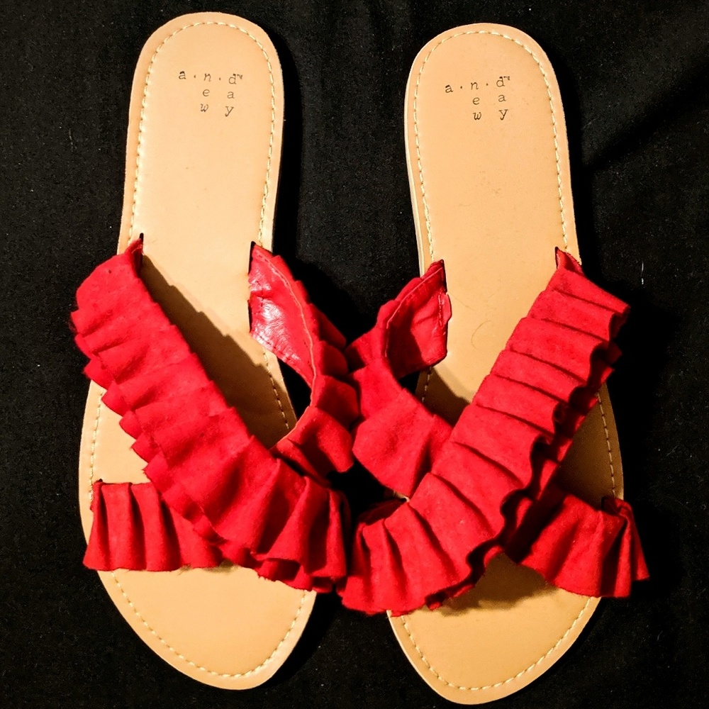 A New Day Red Ruffle Sandals